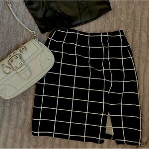Split Hem Grid Skirt